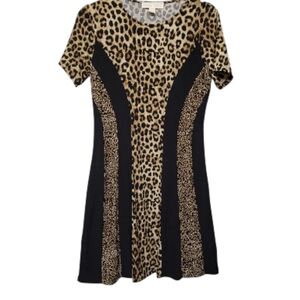 Michael Kors Leopard Print and Black Mini Dress
